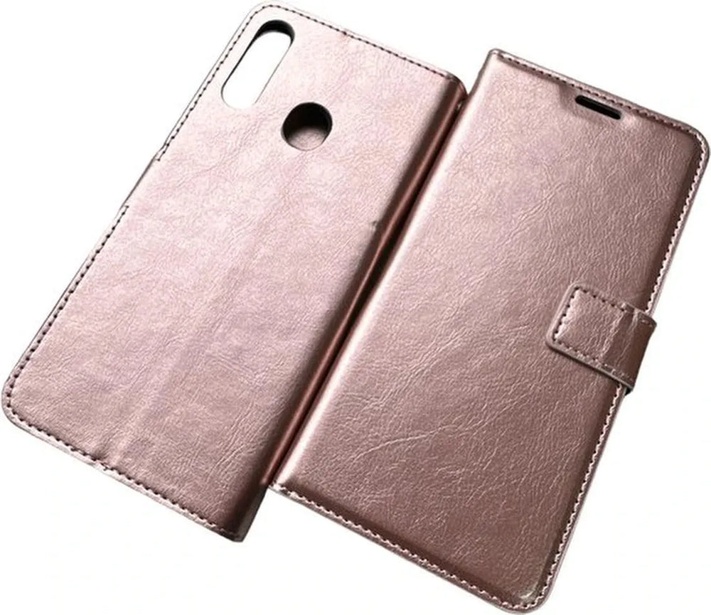 Samsung Galaxy A20S Hoesjes – Portemonnee Hoes – 2 Pack Screenprotector – Pasjeshouder – Magneetsluiting – Roségoud-Ilumina Benelux