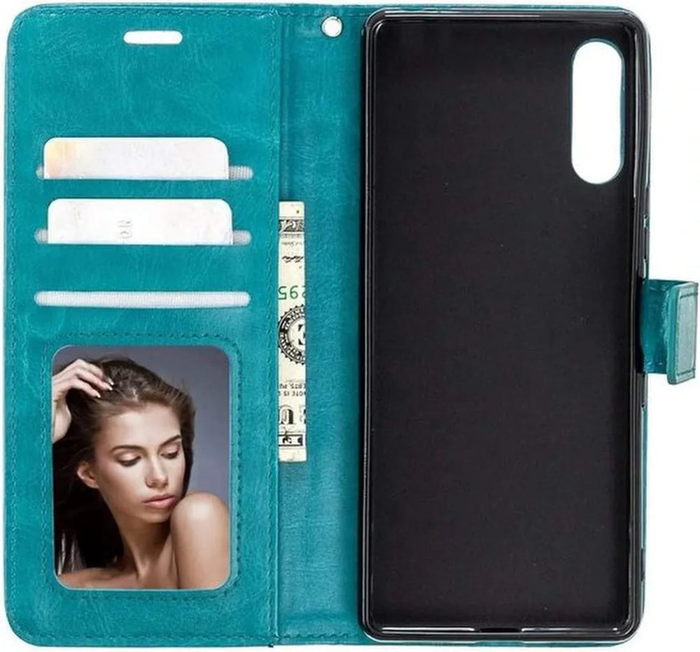 Sony Xperia 1 II Hoesjes – Portemonnee Bookcase – Pasjeshouder – 2x Screenprotector Gehard Glas – Turquoise-Ilumina Benelux