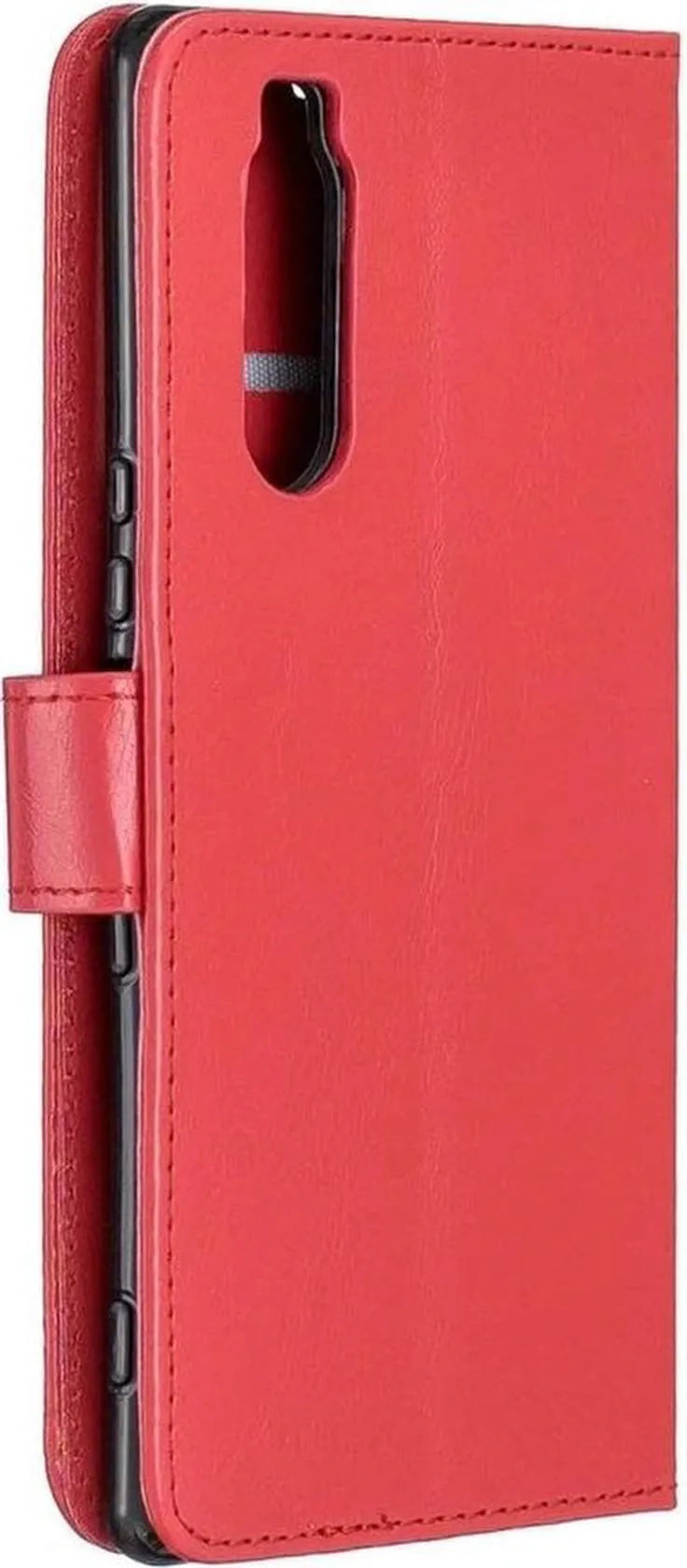 Sony Xperia 5 Hoesjes – Portemonnee Bookcase – Magneetsluiting – 2 Pack Screenprotector Gehard Glas – Rood-Ilumina Benelux