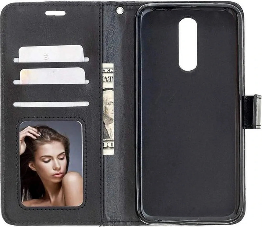 Xiaomi Redmi 8 Hoesjes – Portemonnee Book Case – Pasjeshouder – 2x Screenprotector Gehard Glas – Zwart-Ilumina Benelux