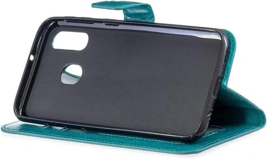 Huawei P20 Lite 2018 Hoesjes – Portemonnee Book Case – Pasjeshouder – 2x Screenprotector – Turquoise-Ilumina Benelux