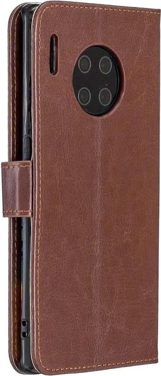 Huawei Mate 30 Pro Hoesjes – Portemonnee Book Case – Pasjeshouder – 2x Screenprotector – Bruin-Ilumina Benelux
