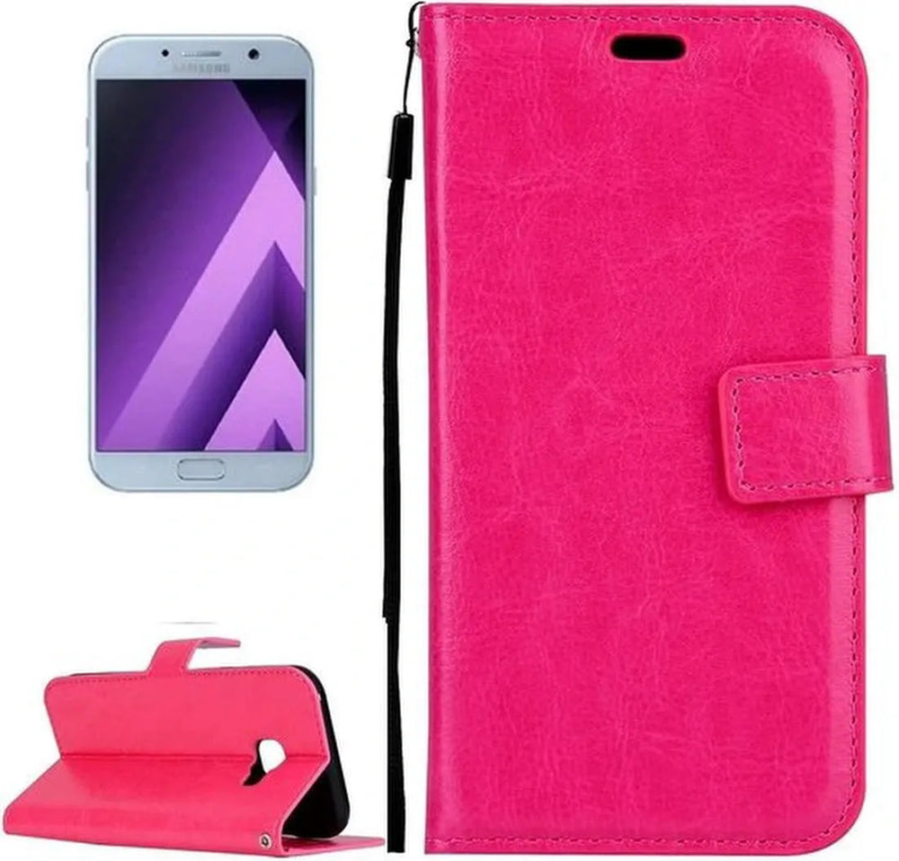 Samsung Galaxy A3 (2017) Hoesjes – Portemonnee Hoes – 2 Pack Screenprotector – Pasjeshouder – Roze-Ilumina Benelux