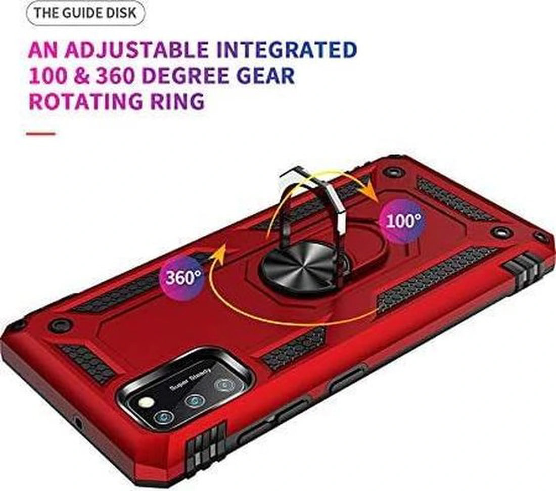 Samsung Galaxy A41 Hoesjes – Anti-Shock Hybride Backcover – Ringhouder – Armor Design – Zilver