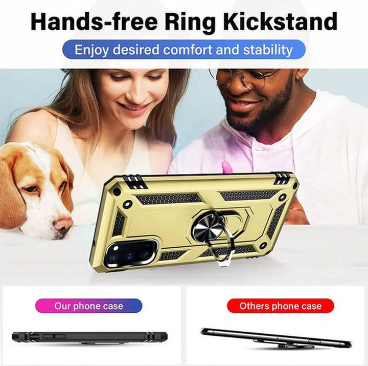 Samsung Galaxy S20 Hoesjes – Anti-Shock Hybride Ring Armor Backcover – Schokbestendig – Goud-Ilumina Benelux