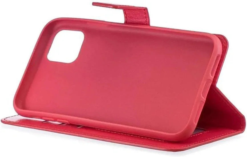 iPhone 11 Pro Max Hoesjes – Portemonnee Book Case – Pasjeshouder – 2x Screenprotector Gehard Glas – Rood-Ilumina Benelux