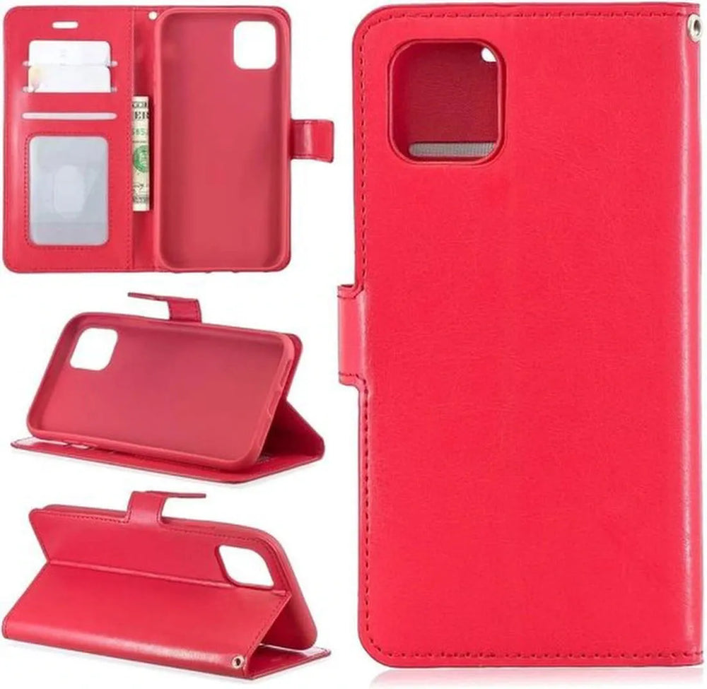 iPhone 11 Pro Max Hoesjes – Portemonnee Book Case – Pasjeshouder – 2x Screenprotector Gehard Glas – Rood-Ilumina Benelux