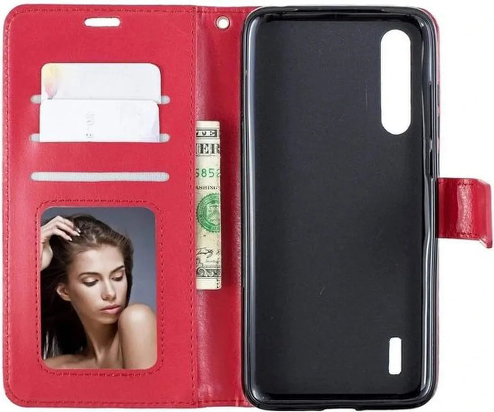 Samsung Galaxy A50 Hoesjes – Portemonnee Hoes – 2 Pack Screenprotector – Pasjeshouder – Rood-Ilumina Benelux