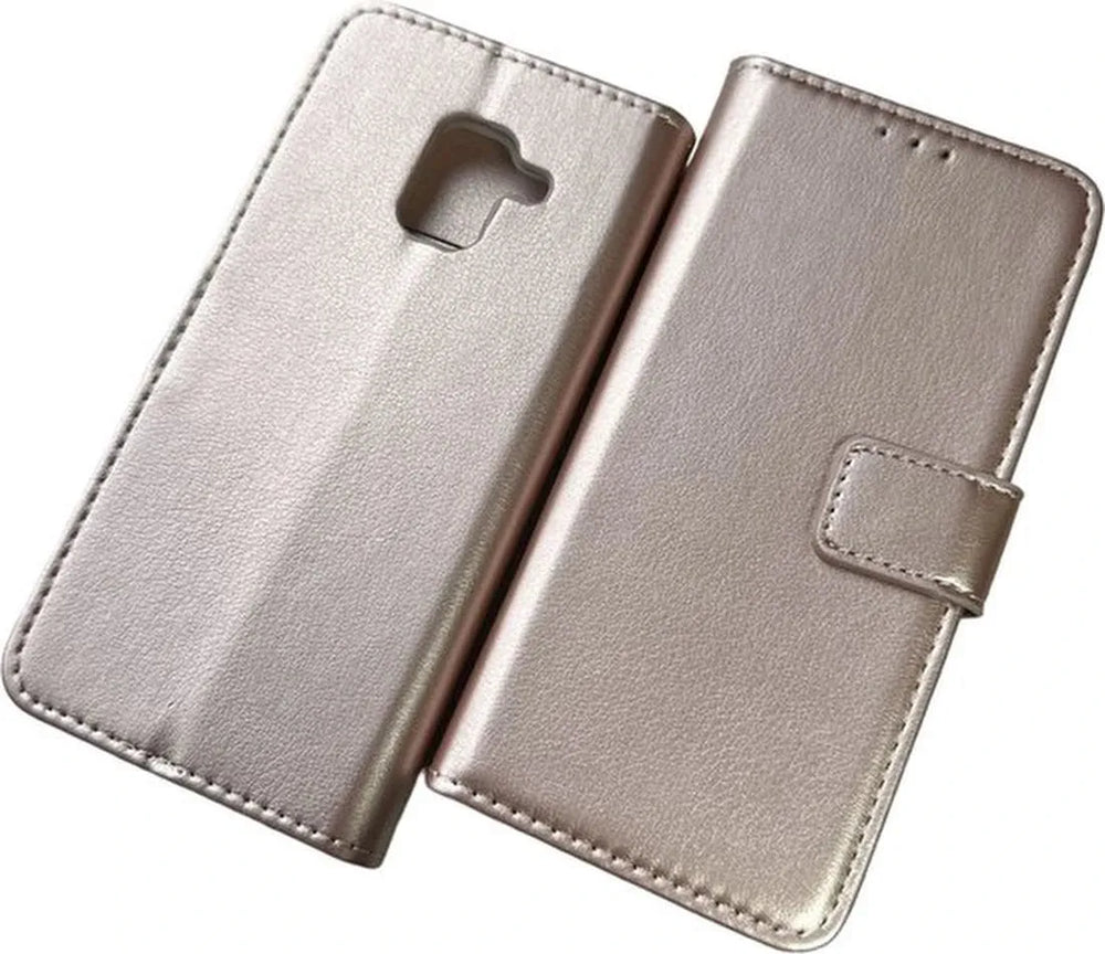 Samsung Galaxy A8 2018 Hoesjes – Portemonnee Hoes – 2 Pack Screenprotector – Pasjeshouder – Roségoud-Ilumina Benelux
