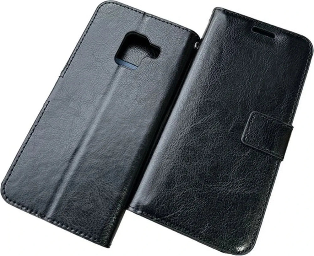 Samsung Galaxy A8 2018 Hoesjes – Portemonnee Hoes – 2 Pack Screenprotector – Pasjeshouder – Zwart-Ilumina Benelux