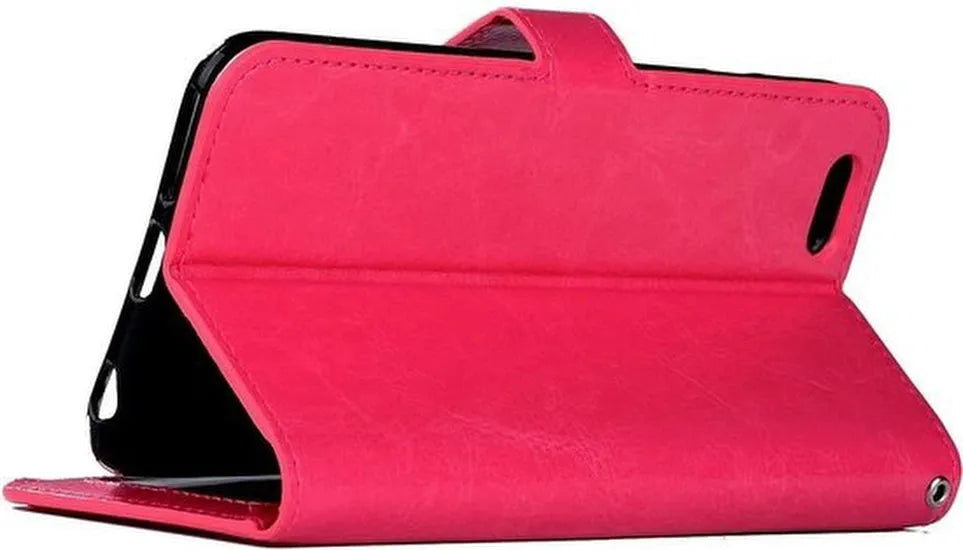 iPhone 6 Plus/6S Plus Hoesjes – Portemonnee Book Case – Pasjeshouder – 2x Gehard Glas Screenprotector – Roze-Ilumina Benelux
