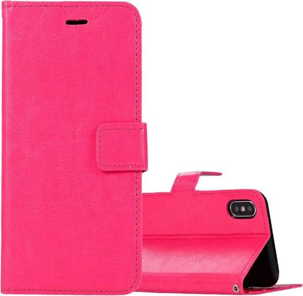 iPhone XR Hoesjes – Portemonnee Book Case – Magneetsluiting – 2x Gehard Glas Screenprotector – Roze-Ilumina Benelux
