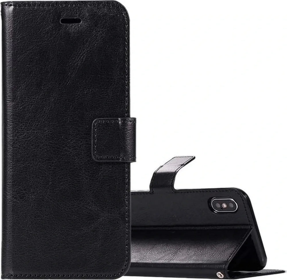iPhone XR Hoesjes – Portemonnee Book Case – Pasjeshouder – 2x Gehard Glas Screenprotector – Zwart-Ilumina Benelux