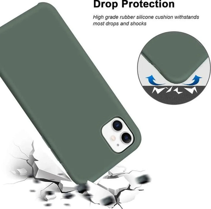 iPhone 12 Hoesjes – Siliconen Backcover – Liquid Soft Touch – Schokbestendig – Pine Groen-Ilumina Benelux