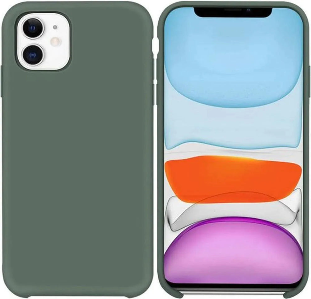 iPhone 12 Hoesjes – Siliconen Backcover – Liquid Soft Touch – Schokbestendig – Pine Groen-Ilumina Benelux