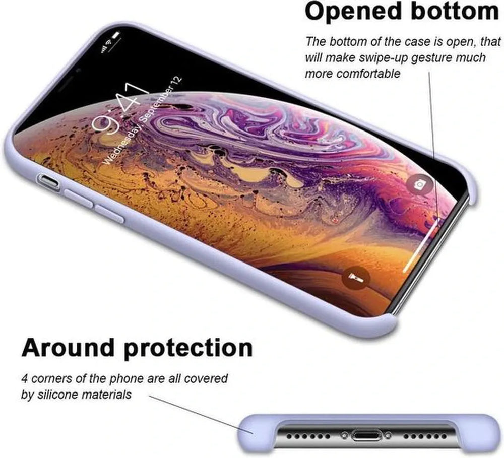 iPhone 11 Pro Max Hoesjes – Siliconen Backcover + Screenprotector – Gehard Glas – Anti-kras – Paars-Ilumina Benelux