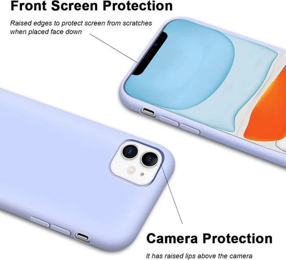 iPhone 11 Pro Max Hoesjes – Siliconen Backcover + Screenprotector – Gehard Glas – Anti-kras – Paars-Ilumina Benelux