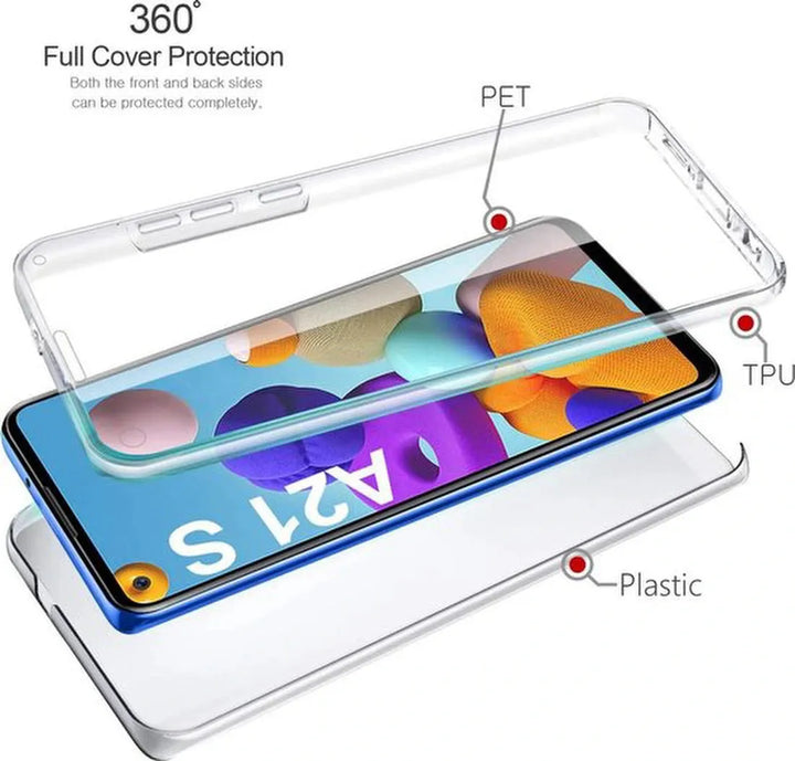 Samsung Galaxy A21s Hoesjes – Transparante Siliconen Backcover – Voor- en Achterkant Bescherming-Ilumina Benelux