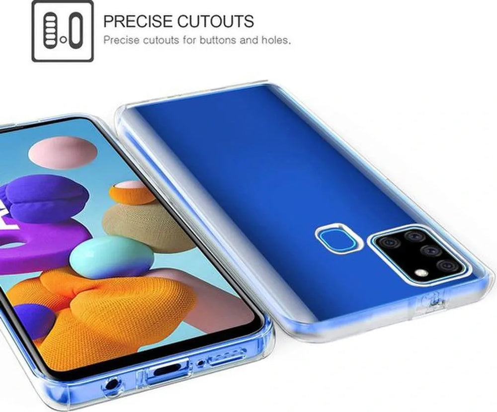 Samsung Galaxy A21s Hoesjes – Transparante Siliconen Backcover – Voor- en Achterkant Bescherming-Ilumina Benelux