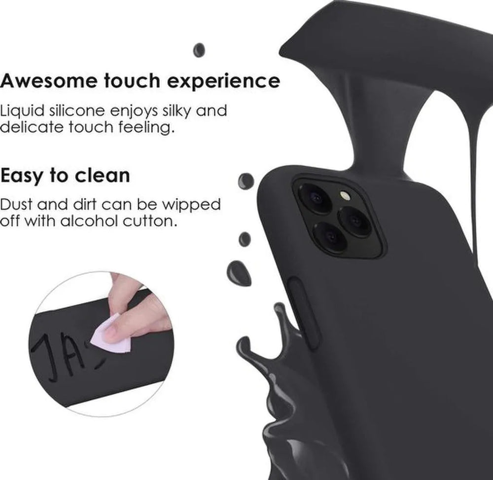 iPhone 11 Pro Max Hoesjes – Siliconen Backcover – Zwart – Screenprotector – Gehard Glas – Anti-kras – Transparant-Ilumina Benelux