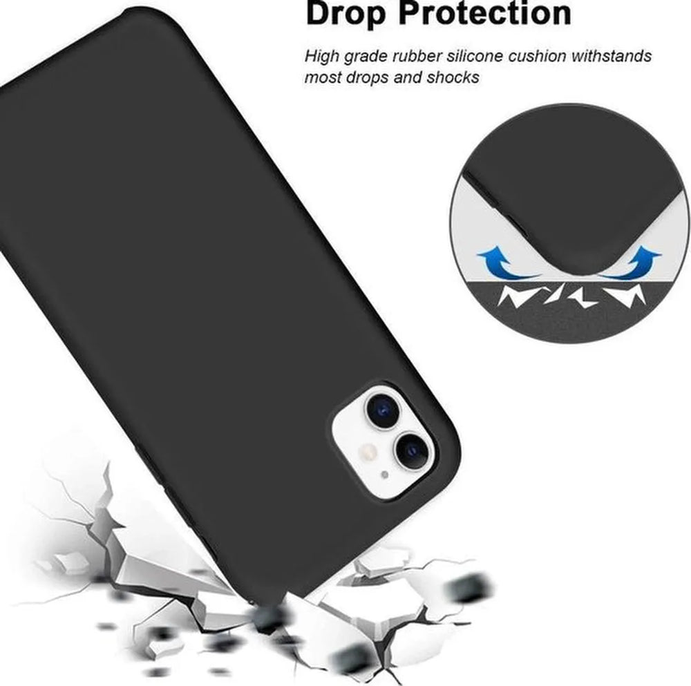 iPhone 11 Pro Max Hoesjes – Siliconen Backcover – Tempered Glass Screenprotector – Schokbestendig – Zwart-Ilumina Benelux