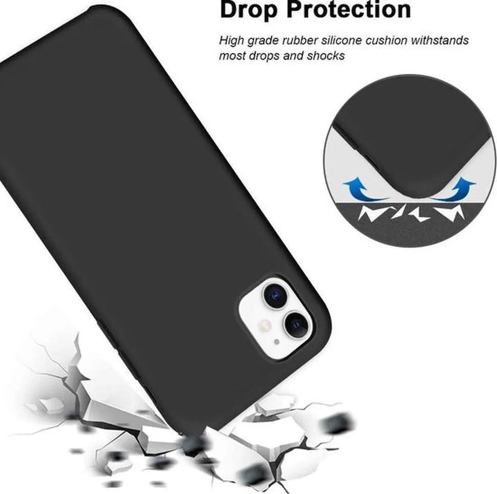 iPhone 11 Pro Max Hoesjes – Siliconen Backcover – Tempered Glass Screenprotector – Schokbestendig – Zwart-Ilumina Benelux