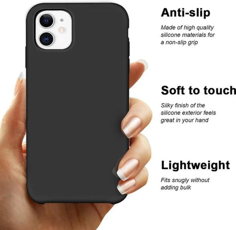 iPhone 11 Pro Max Hoesjes – Siliconen Backcover – Tempered Glass Screenprotector – Schokbestendig – Zwart-Ilumina Benelux