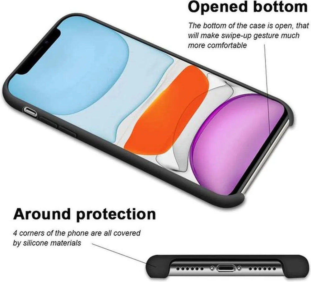 iPhone 11 Pro Max Hoesjes – Siliconen Backcover – Tempered Glass Screenprotector – Schokbestendig – Zwart-Ilumina Benelux