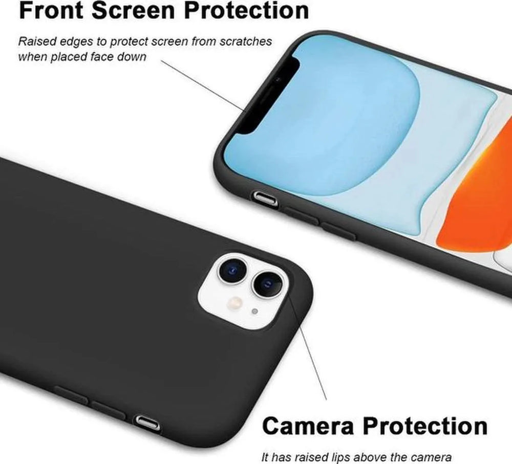 iPhone 11 Pro Max Hoesjes – Siliconen Backcover – Tempered Glass Screenprotector – Schokbestendig – Zwart-Ilumina Benelux