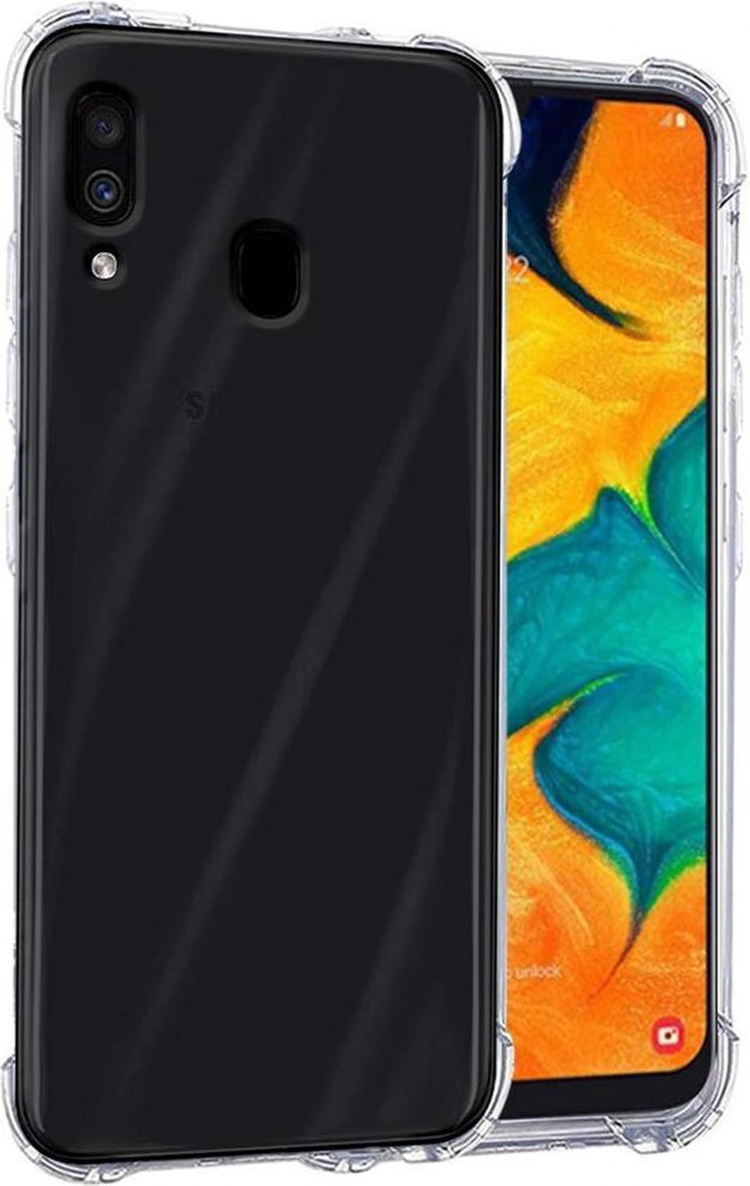 Shockproof Flexibele achterkant Silicone hoesje Transparant Geschikt voor: Samsung Galaxy A30S