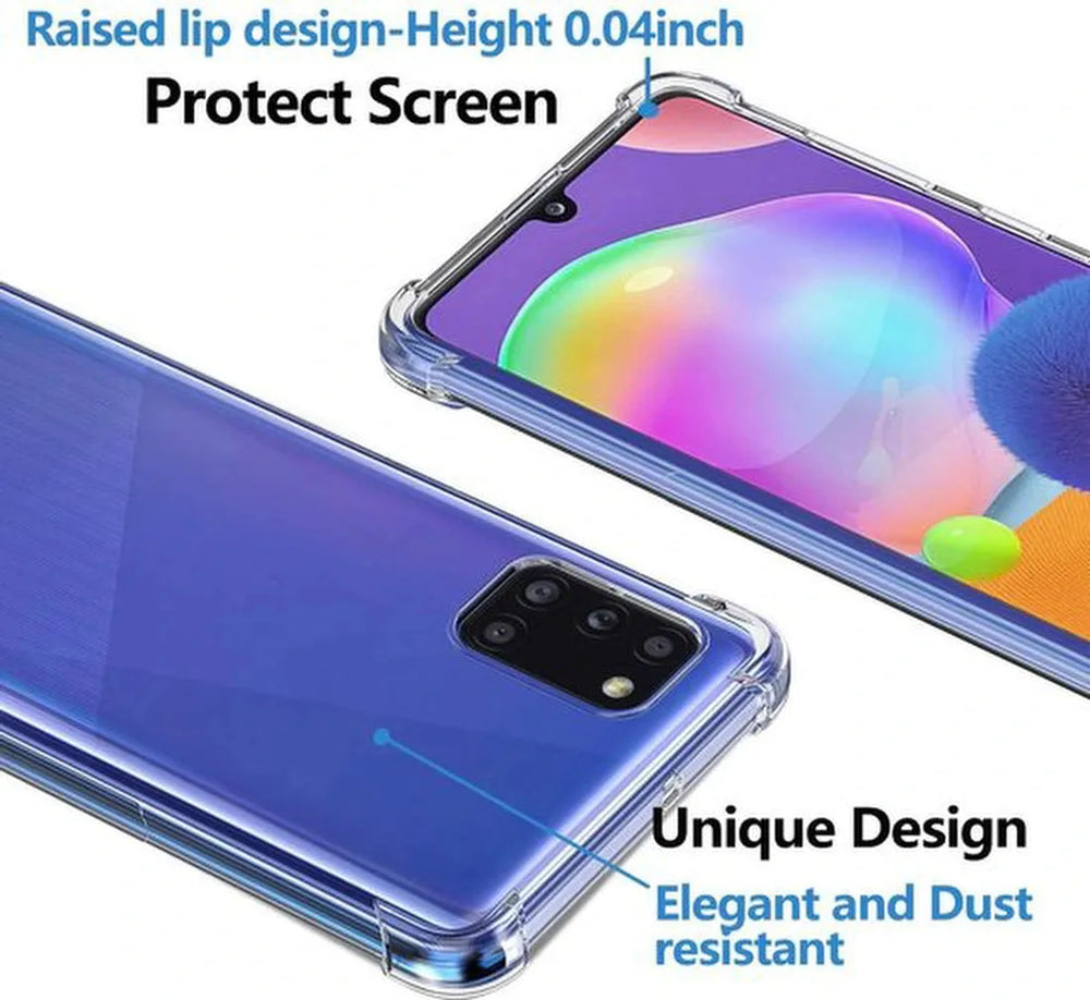 Samsung Galaxy A41 Hoesjes – Siliconen Backcover Anti-Shock – Schokbestendig – 2 Pack Screenprotector Gehard Glas-Ilumina Benelux