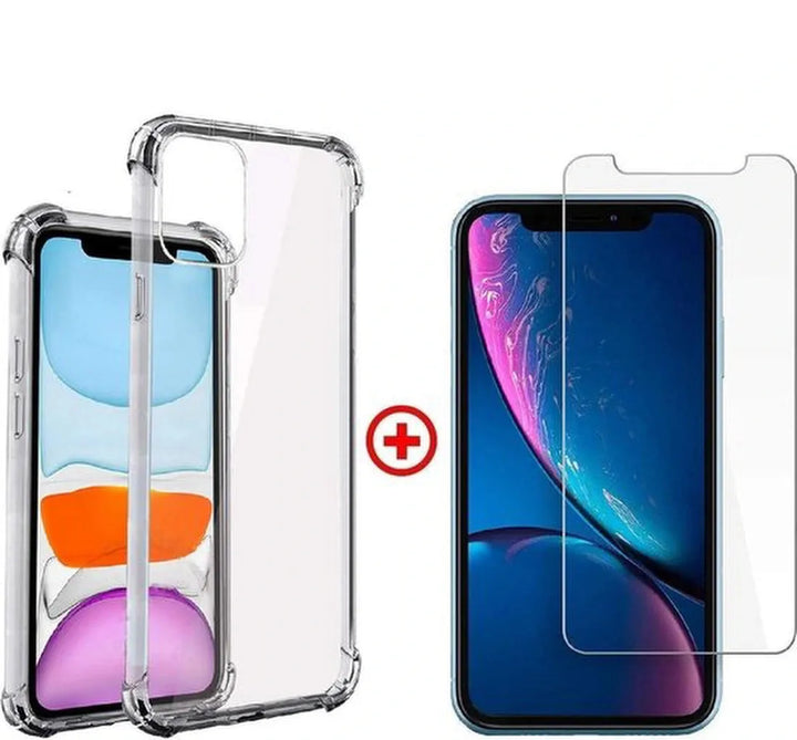 iPhone 11 Pro Hoesjes – Schokbestendige Siliconen Backcover – 2 Pack Screenprotector Gehard Glas – Transparant-Ilumina Benelux