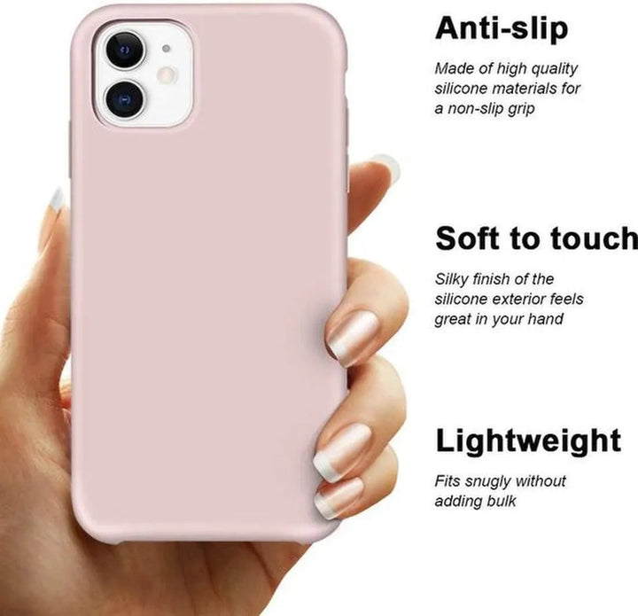 iPhone 11 Pro Hoesjes – Siliconen Backcover + Screenprotector – Gehard Glas – Anti-kras – Pink Sand-Ilumina Benelux