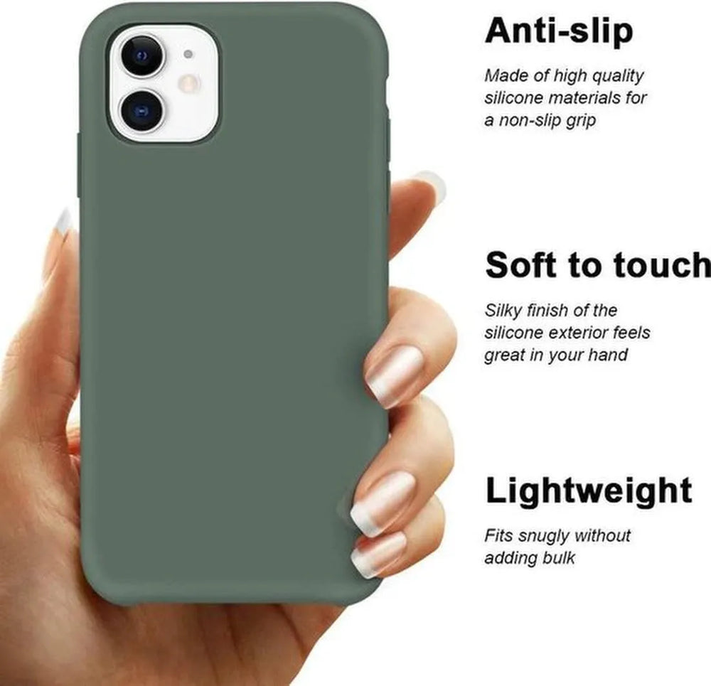 iPhone 11 Hoesjes – Siliconen Backcover – Inclusief Screenprotector Gehard Glas – Pine Groen-Ilumina Benelux