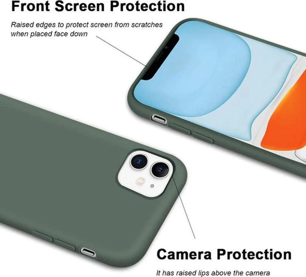 iPhone 11 Hoesjes – Siliconen Backcover – Inclusief Screenprotector Gehard Glas – Pine Groen-Ilumina Benelux