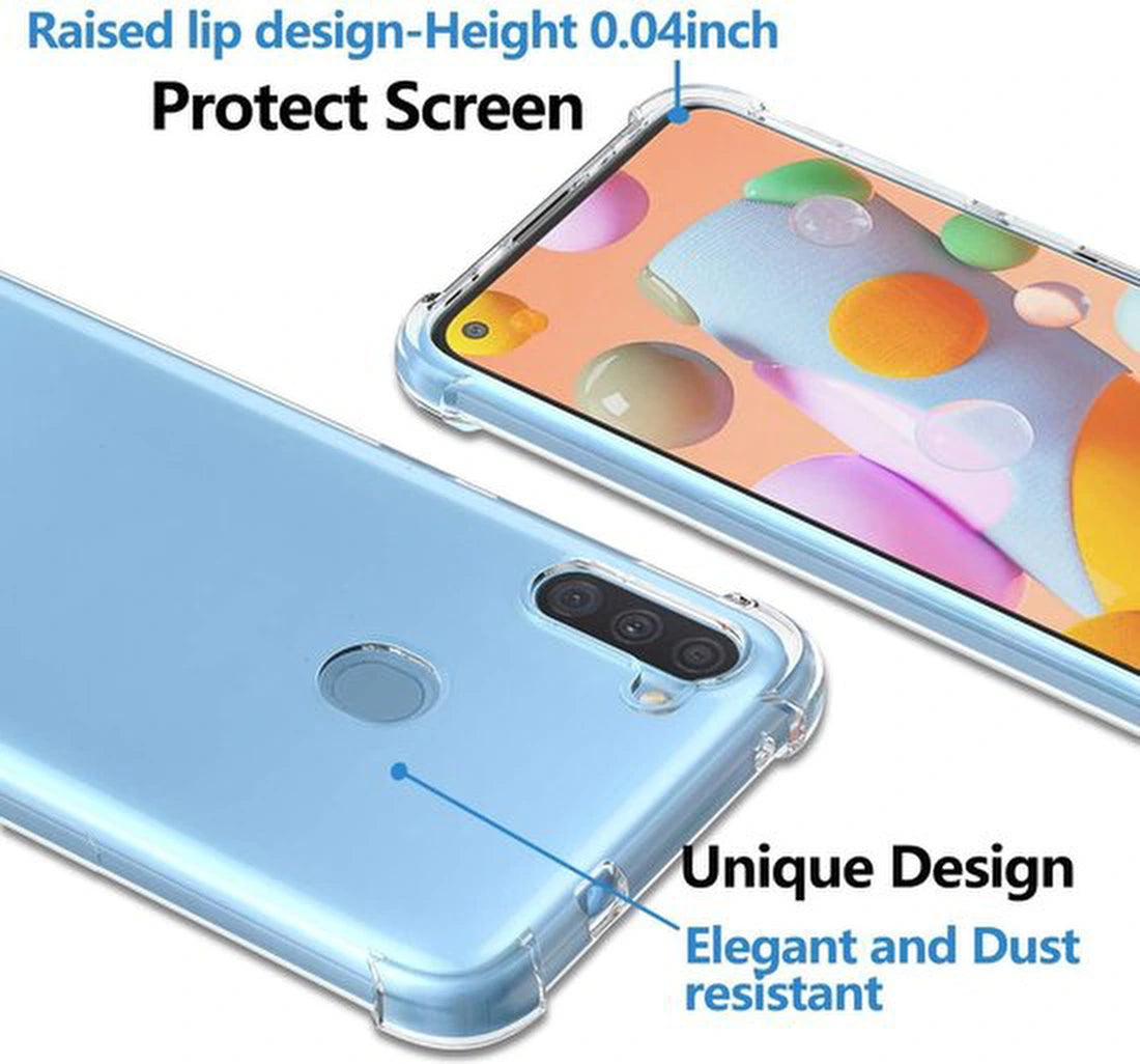 Shockproof Flexibele achterkant Silicone hoesje Transparant Geschikt voor: Samsung Galaxy A11