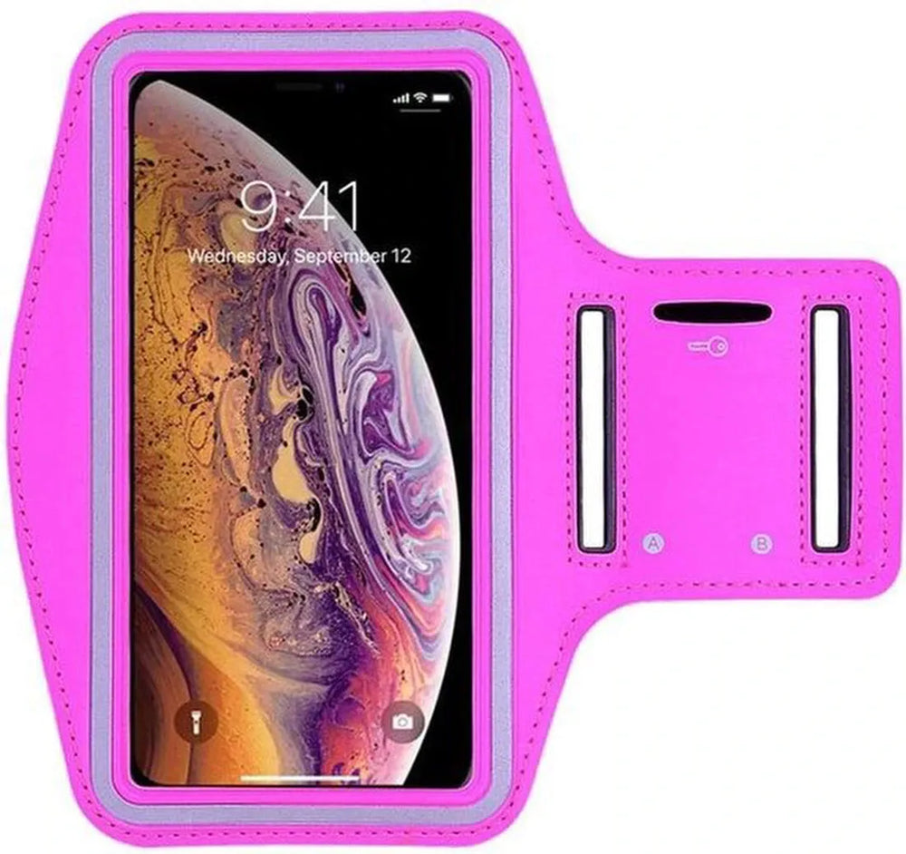 Sportarmband – Geschikt voor Samsung Galaxy M31 – Neopreen – Sleutelhouder – Comfortabel – Roze-Ilumina Benelux