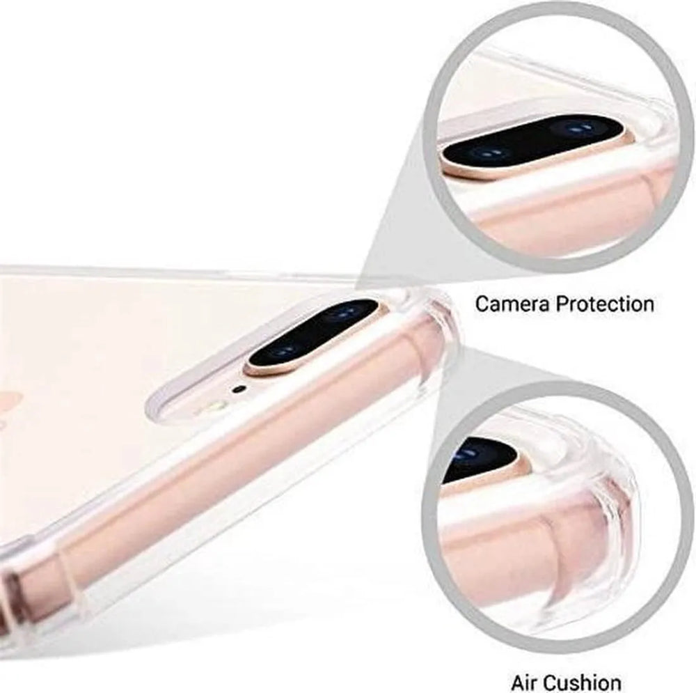 iPhone 7 Plus/8 Plus Hoesjes – Schokbestendige Siliconen Backcover – 2 Pack Screenprotector Gehard Glas – Transparant-Ilumina Benelux