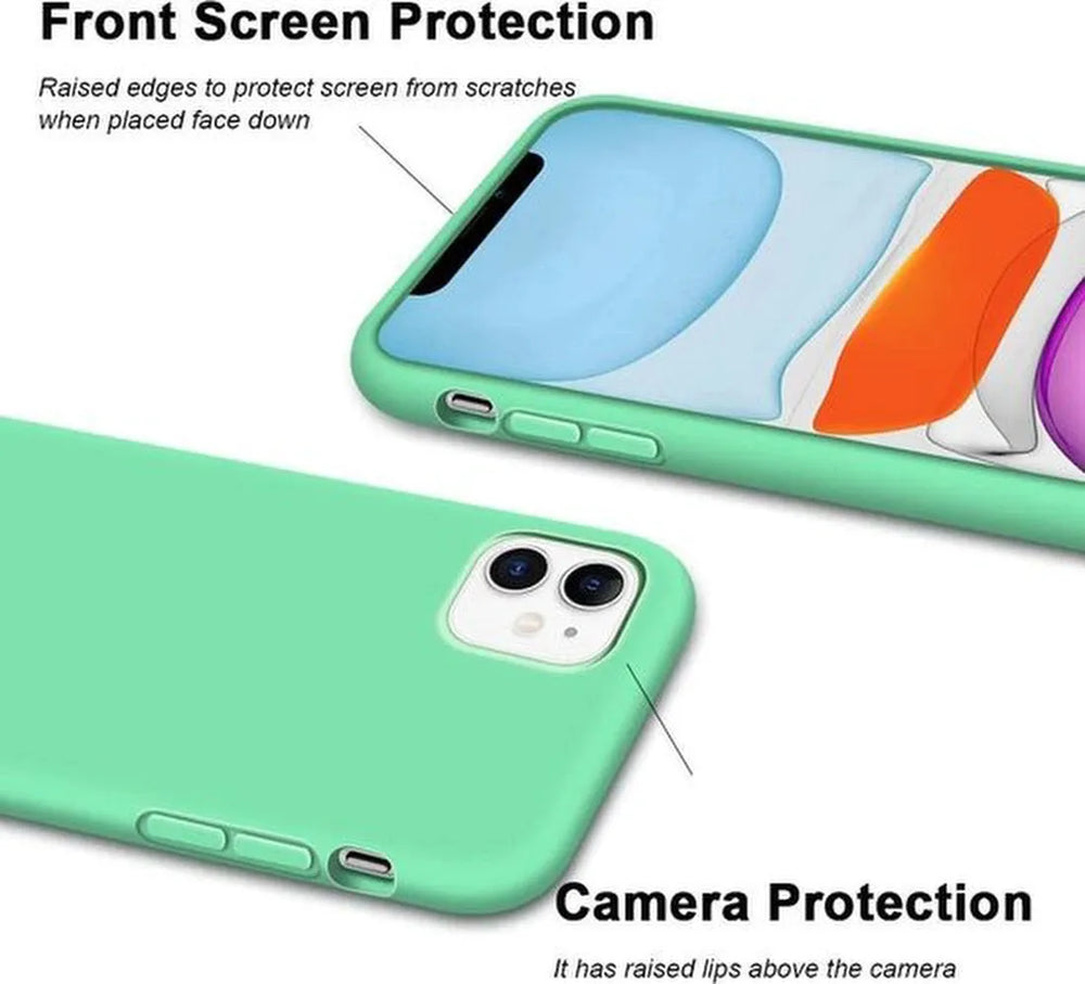iPhone 11 Hoesjes – Siliconen Backcover – Inclusief Screenprotector Gehard Glas – Anti-kras – Spearmint-Ilumina Benelux