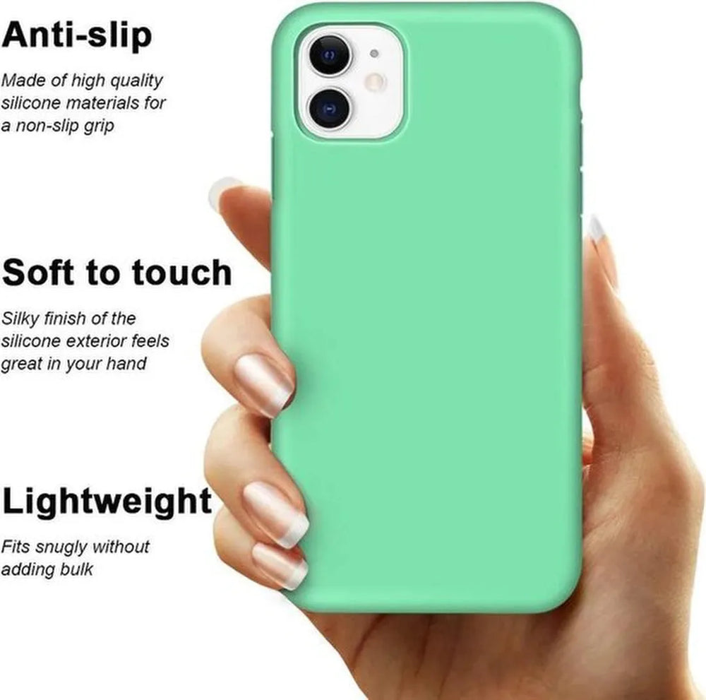 iPhone 11 Pro Max Hoesjes – Siliconen Backcover – Inclusief Screenprotector Gehard Glas – Spearmint-Ilumina Benelux