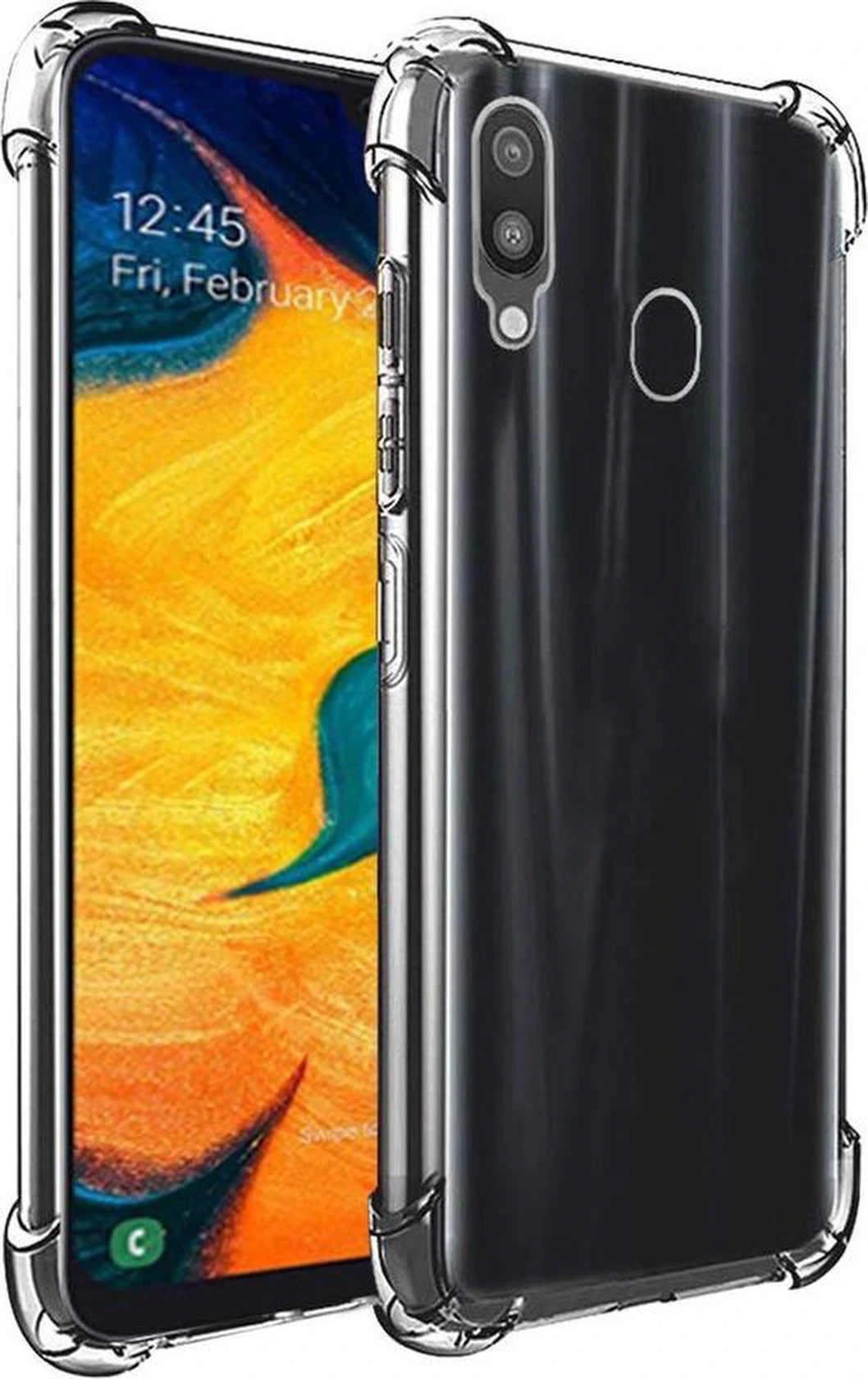 Shockproof Flexibele achterkant Silicone hoesje Transparant Geschikt voor: Samsung Galaxy A30