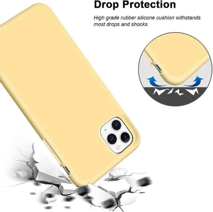 iPhone 11 Pro Max Hoesjes – Siliconen Backcover – Inclusief Screenprotector Gehard Glas – Geel-Ilumina Benelux