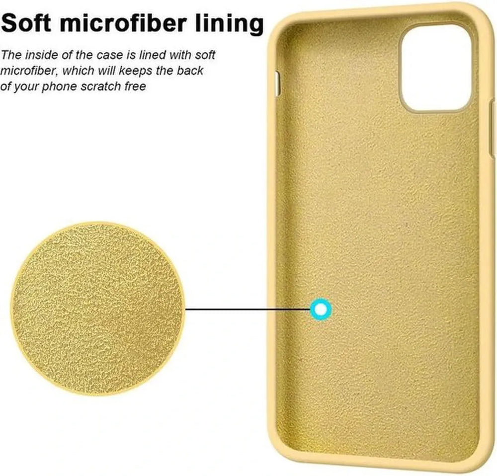 iPhone 11 Pro Max Hoesjes – Siliconen Backcover – Inclusief Screenprotector Gehard Glas – Geel-Ilumina Benelux