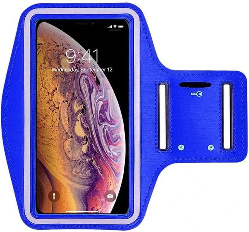 Sportarmband – Geschikt voor Samsung Galaxy M20 – Neopreen – Met Sleutelhouder – Comfortabel – Blauw-Ilumina Benelux