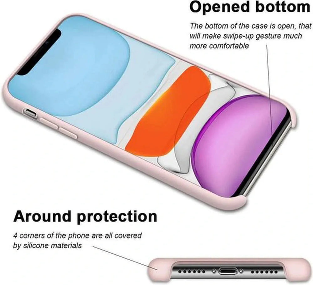 iPhone 11 Hoesjes – Siliconen Backcover – Tempered Glass Screenprotector – Schokbestendig – Pink Sand-Ilumina Benelux