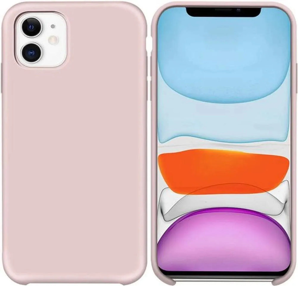 iPhone 11 Hoesjes – Siliconen Backcover – Tempered Glass Screenprotector – Schokbestendig – Pink Sand-Ilumina Benelux