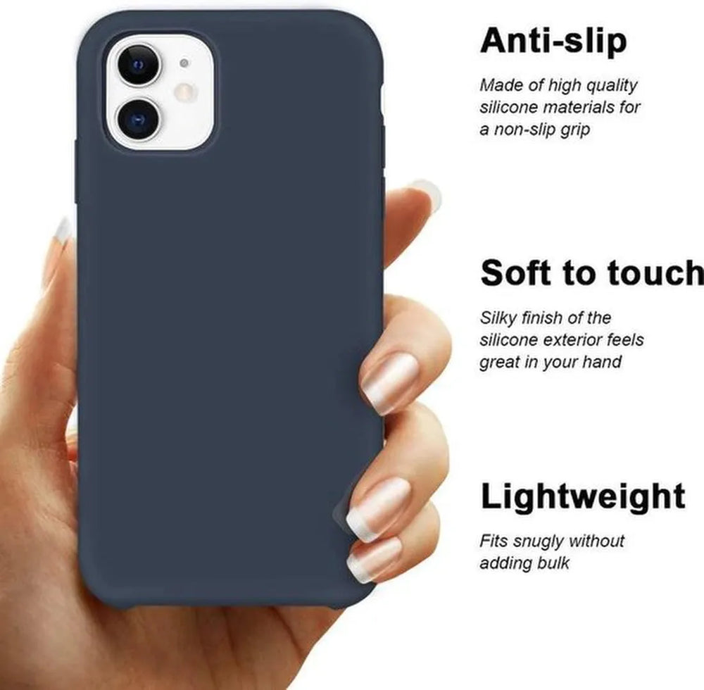 iPhone 11 Hoesjes – Siliconen Backcover + Screenprotector – Gehard Glas – Anti-kras – Blauw-Ilumina Benelux