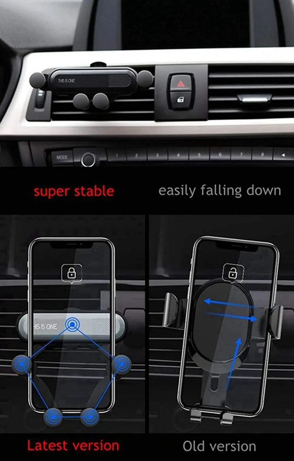 Telefoonhouder auto – Universeel – Stevige Klem – Zwart – This Is One-Telefoonhouders-Ilumina Benelux