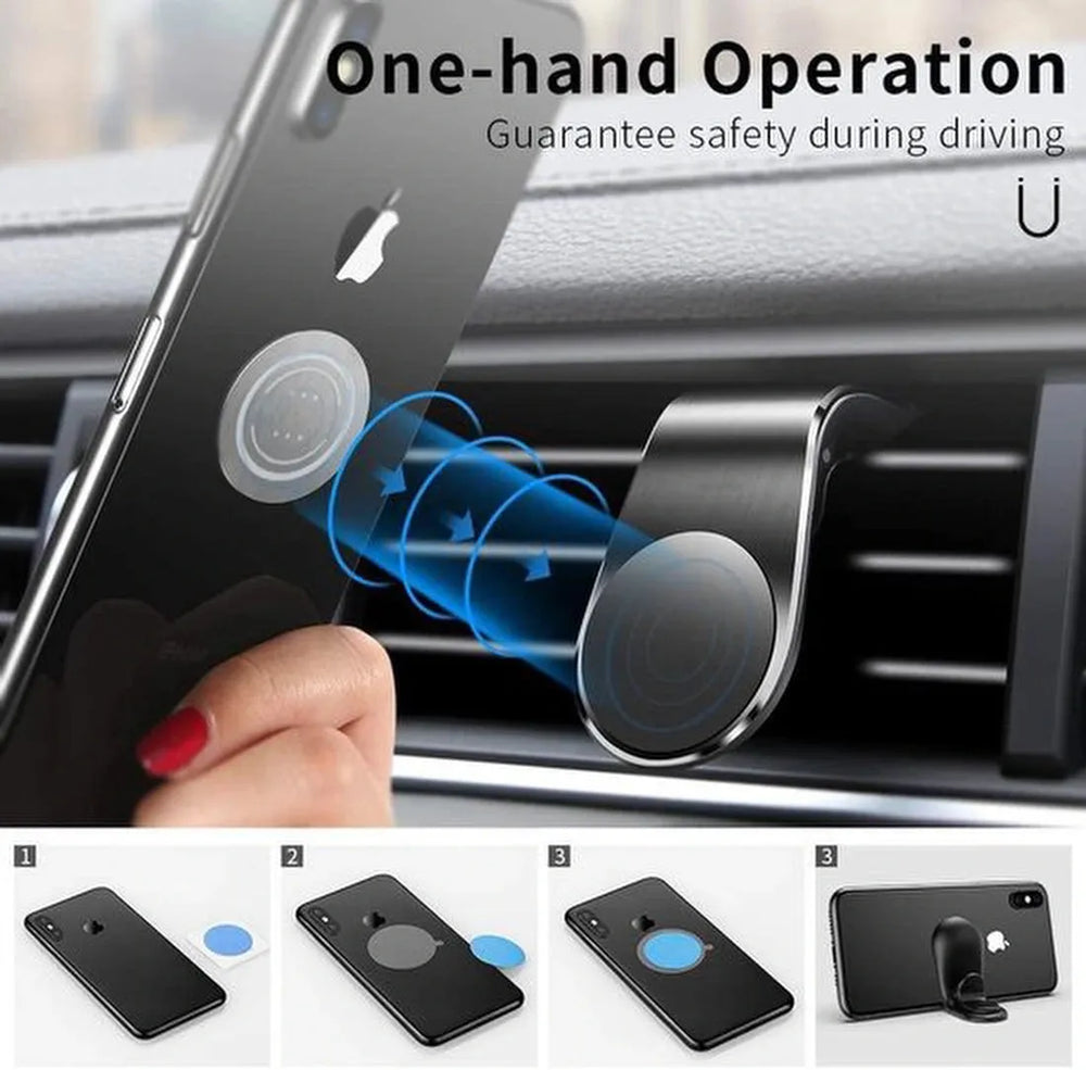 Telefoonhouder auto – Magnetische Ventilatierooster Houder – Sterke Magneet – Mini Smartphone Autohouder – Zwart-Telefoonhouders-Ilumina Benelux