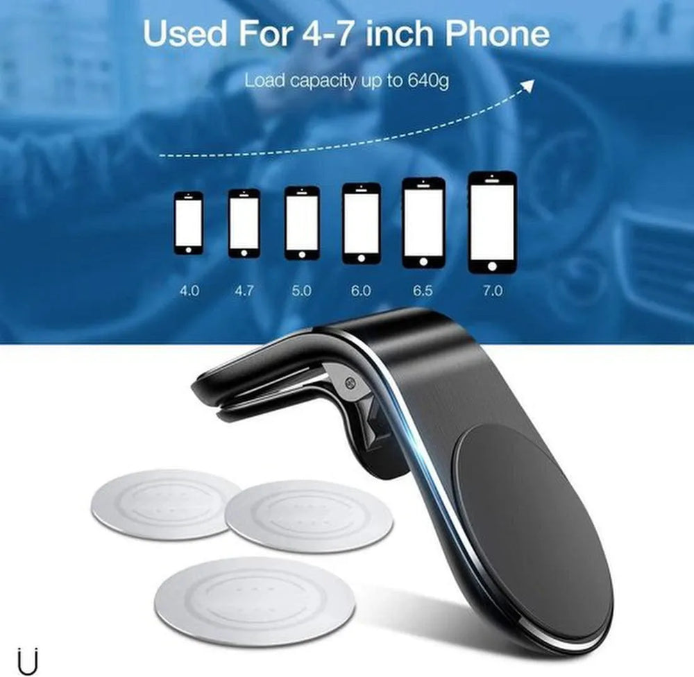 Telefoonhouder auto – Magnetische Ventilatierooster Houder – Sterke Magneet – Mini Smartphone Autohouder – Zwart-Telefoonhouders-Ilumina Benelux